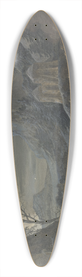 Bernhard Hendrik Thier - Winterlandschaft im Mondschein, rechts unterhalten Bauern ein groes Feuer 39.3 inch art pintail longboard deck