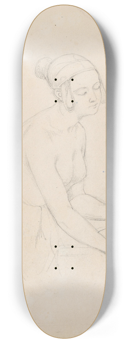 Adolph Tidemand - Female figure with a shell 8.25 inch art skate deck