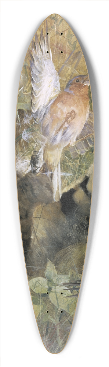 Bruno Liljefors - A Cat and a Chaffinch 39.3 inch art pintail longboard deck