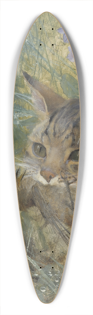 Bruno Liljefors - A Cat with a Young Bird in its Mouth 39.3 inch art pintail longboard deck