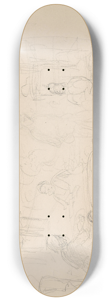 Adolph Tidemand - Figurer i et ildhus 8.25 inch art skate deck