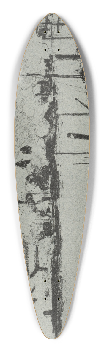 Camille Pissarro - Quai Boieldieu in Rouen 39.3 inch art pintail longboard deck