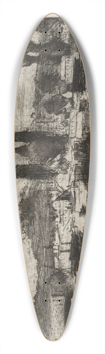 Camille Pissarro - View of Rouen 39.3 inch art pintail longboard deck