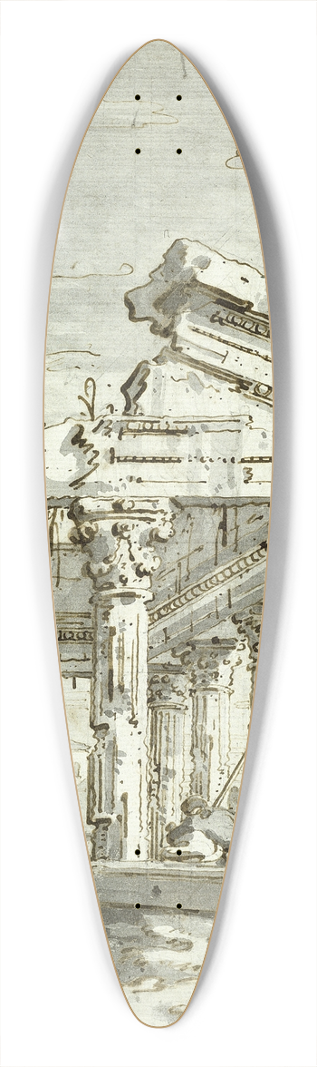 Canaletto - Capriccio; A Ruined Classical Temple 39.3 inch art pintail longboard deck