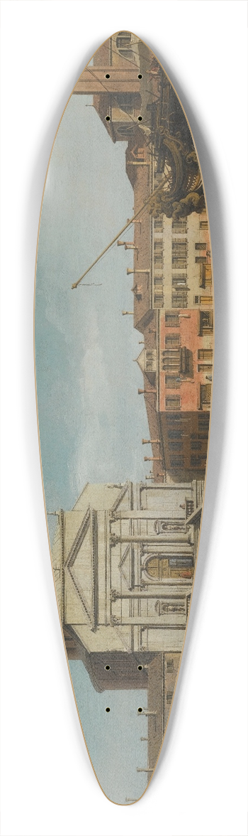 Canaletto - Venice, A View Of The Churches Of The Redentore And San Giacomo, With A Moored Man-Of-War, Gondolas And Barges 39.3 inch art pintail longboard deck