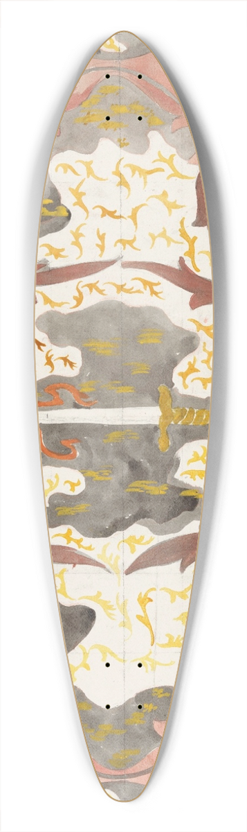 Carel Adolph Lion Cachet - Decoratief ontwerp met opstaande degen 39.3 inch art pintail longboard deck