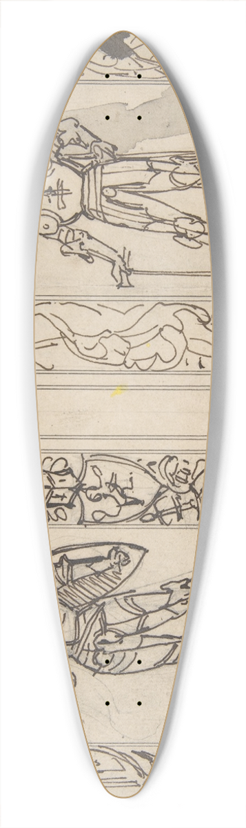 Carl Alexander von Heideloff - Study for Two Book Illustrations 39.3 inch art pintail longboard deck