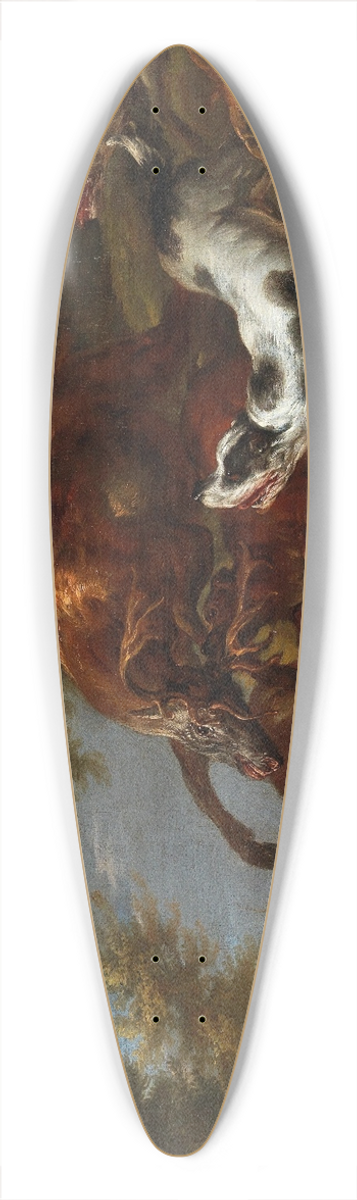 Carl Borromus Andreas Ruthart - Hounds chasing a stag 39.3 inch art pintail longboard deck