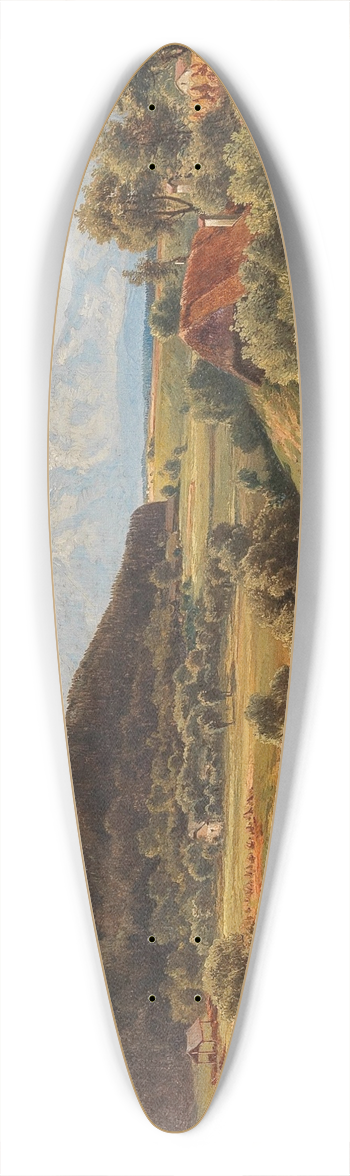 Carl Franz Emanuel Haunold - Ansicht vom Schlo Wimsbach gegen das Hllengebirge und dem Traunstein 39.3 inch art pintail longboard deck