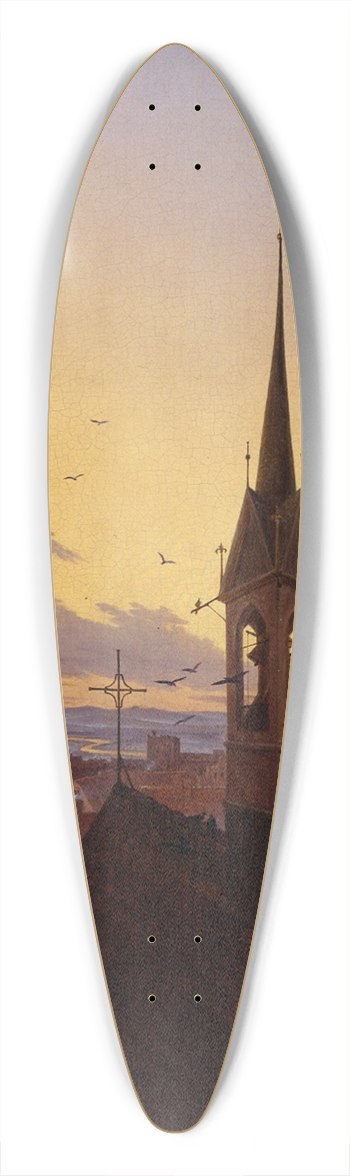 Carl Gustav Carus - Morning peal (Old German city in the morning light) 39.3 inch art pintail longboard deck