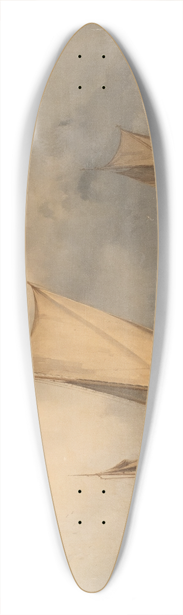 Carl Julius von Leypold - Barges by the banks of river Elbe 39.3 inch art pintail longboard deck