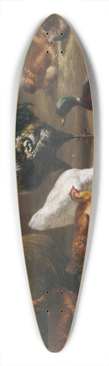 Carl Jutz The Elder - Geflgel im Stallinterieur 39.3 inch art pintail longboard deck