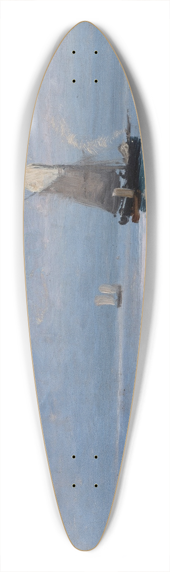 Carl Locher - Fishing cutters in the moonlit night 39.3 inch art pintail longboard deck