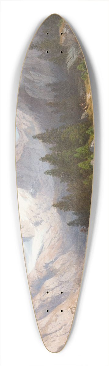 Carl Millner - View on mount Zugspitze and lake Eibsee 39.3 inch art pintail longboard deck