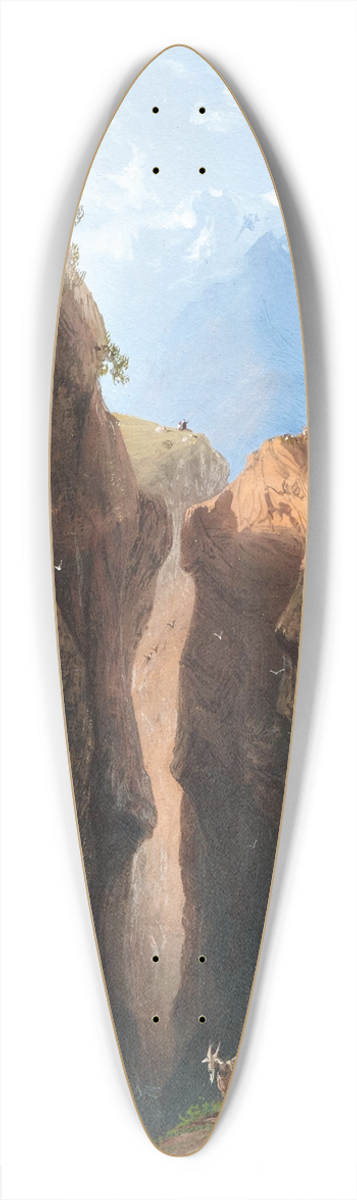 Carlo Bossoli - A Goatherd in the Alps 39.3 inch art pintail longboard deck