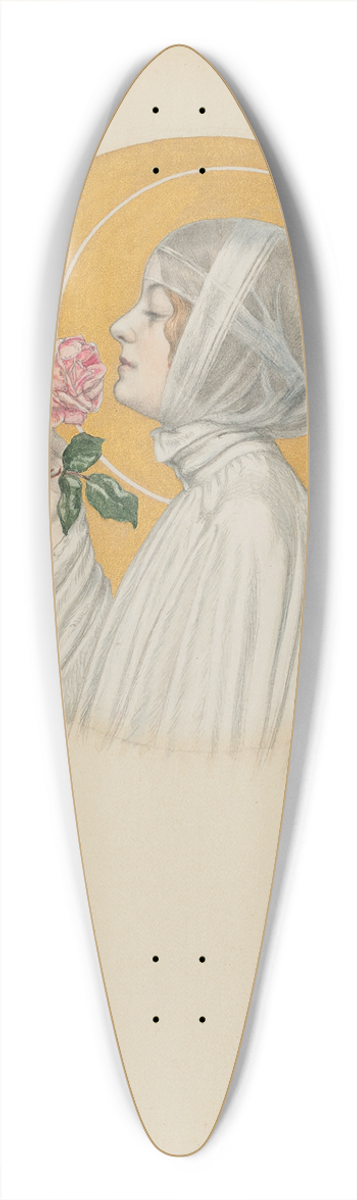 Carlos Schwabe - Jeune femme  la rose 39.3 inch art pintail longboard deck