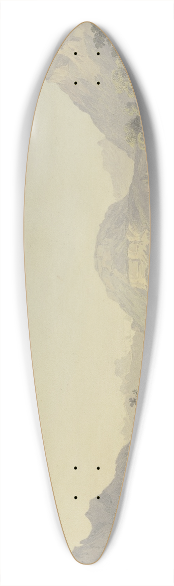 Carl Philipp Schallhas - See im Gebirge, im Vordergrund bei einem Weidenbaum zwei Khe 39.3 inch art pintail longboard deck