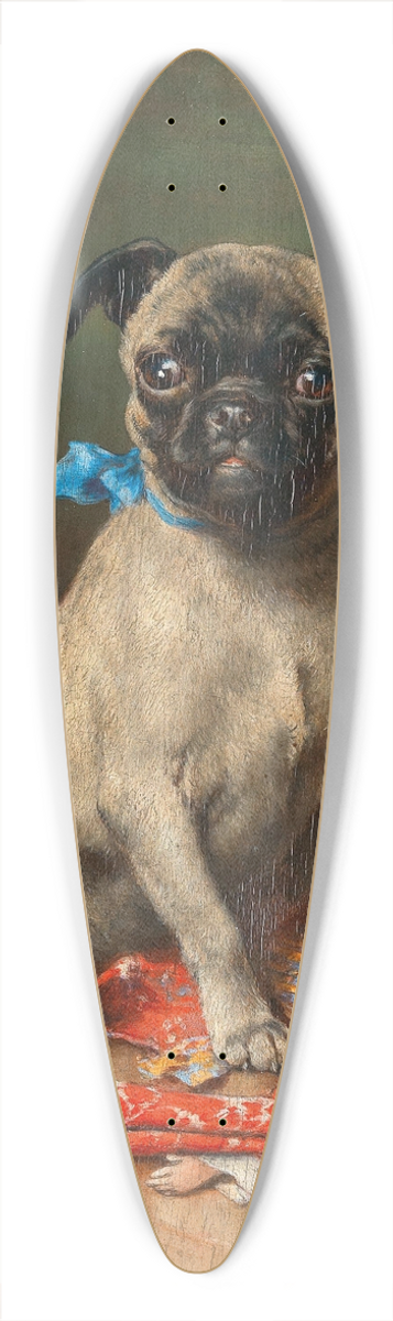 Carl Reichert - A Pug with a Japanese Doll 39.3 inch art pintail longboard deck