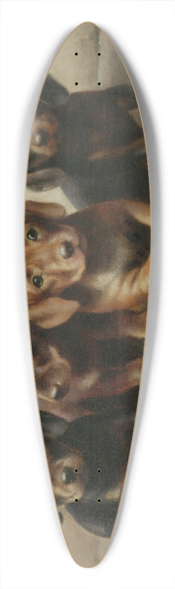 Carl Reichert - Four Dachshund puppies 39.3 inch art pintail longboard deck