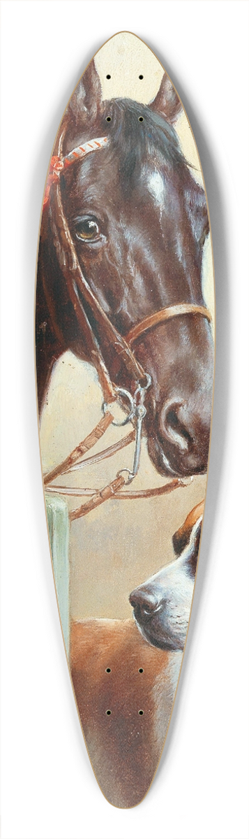 Carl Reichert - Friends, a bay and a St Bernard in a stable 39.3 inch art pintail longboard deck