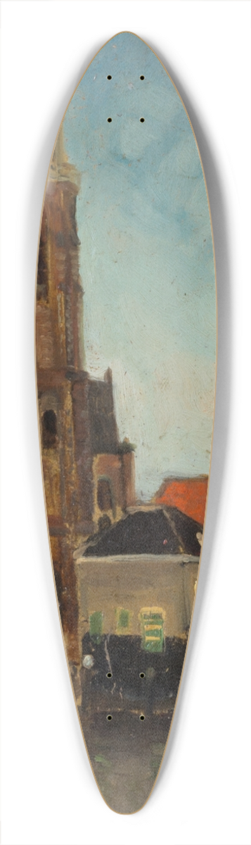 Carl Sknberg - The Church Tower, Dordrecht 39.3 inch art pintail longboard deck