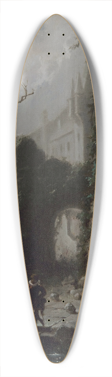 Carl Spitzweg - Moonlit Scene with Castle Ruins 39.3 inch art pintail longboard deck