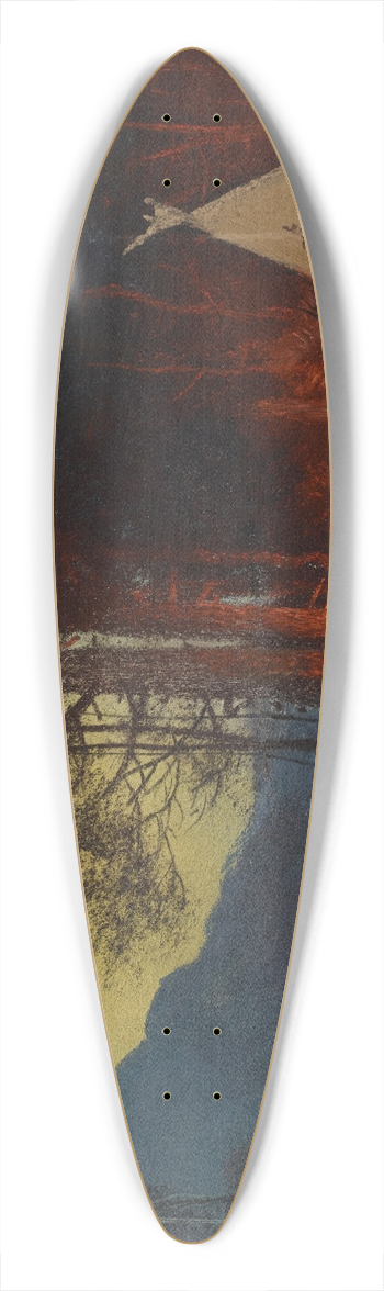 Carl Wimar - Moonlight Encampment 39.3 inch art pintail longboard deck