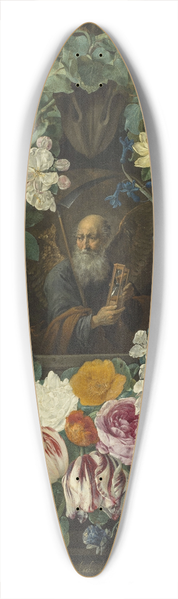 Carstian Luyckx - Allegory of Time in the wreath of flowers 39.3 inch art pintail longboard deck