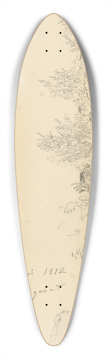 Caspar David Friedrich - Study of Pine Trees and a Rock 39.3 inch art pintail longboard deck