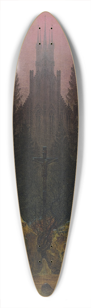 Caspar David Friedrich - The Cross in the Mountains 39.3 inch art pintail longboard deck