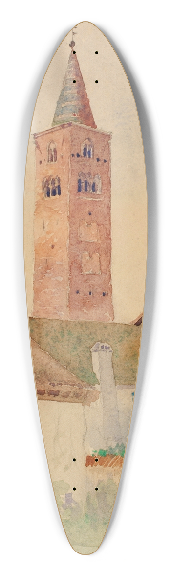 Cass Gilbert - Church Tower, Italy 39.3 inch art pintail longboard deck