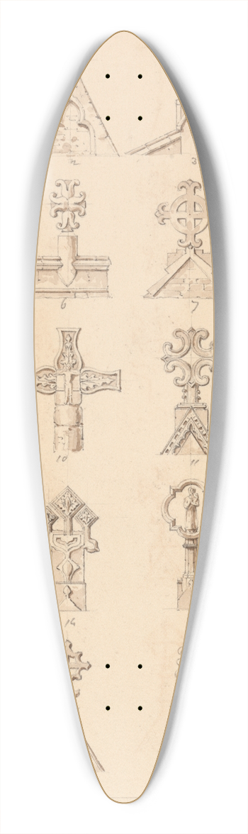 C. Hacker - Crosses on Gables 39.3 inch art pintail longboard deck