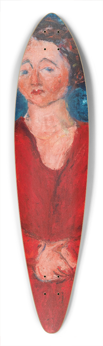 Cham Soutine - La Femme en rouge au fond bleu 39.3 inch art pintail longboard deck