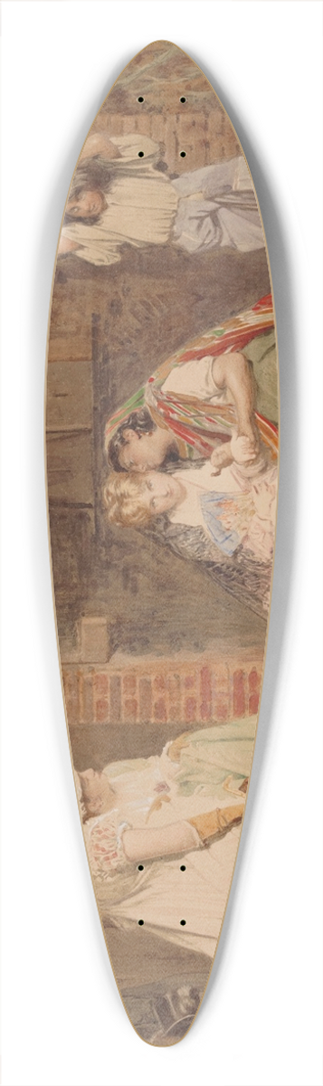 Charles Baugniet - The Card Reader 39.3 inch art pintail longboard deck