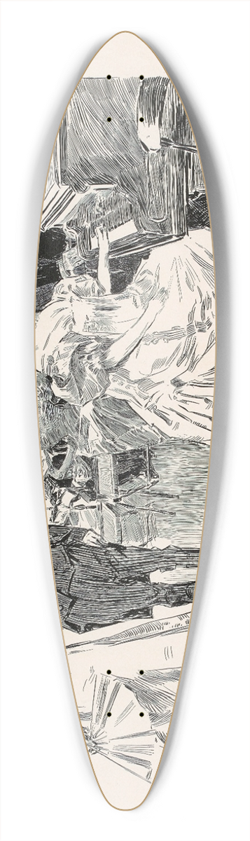 Charles Dana Gibson - A professional evening 39.3 inch art pintail longboard deck