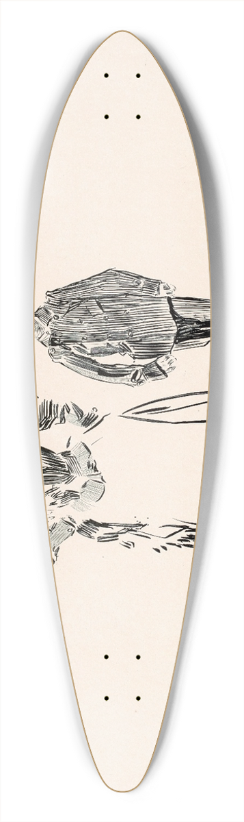Charles Dana Gibson - Her protector 39.3 inch art pintail longboard deck