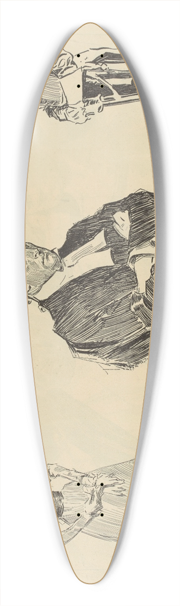 Charles Dana Gibson - Small Wigs and Big Fees 39.3 inch art pintail longboard deck