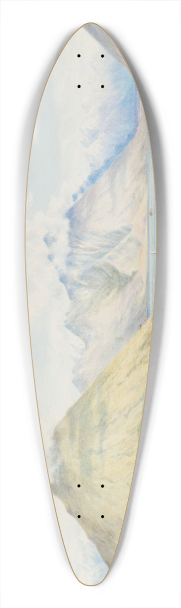 Charles Decimus Barraud - A South Island scene 39.3 inch art pintail longboard deck
