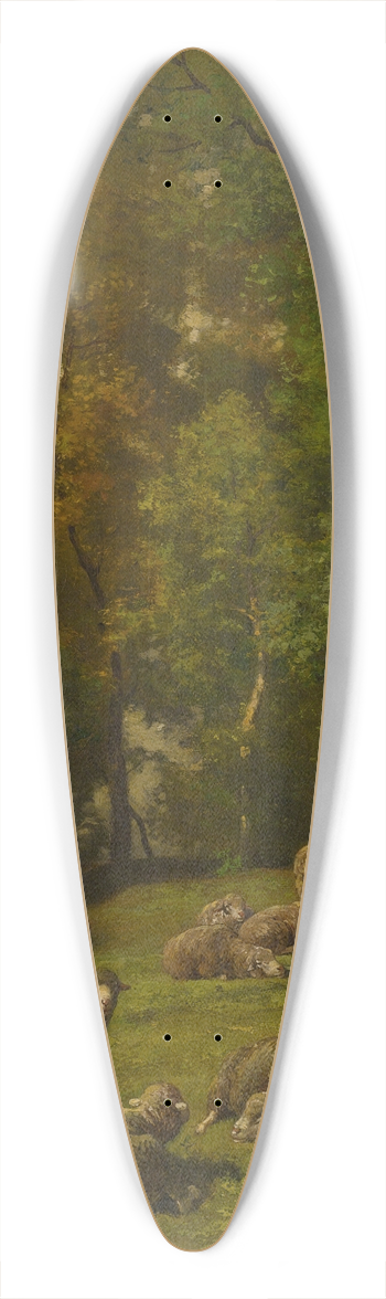 Charles Emile Jacque - Shepherd In A Field With His Flock 39.3 inch art pintail longboard deck