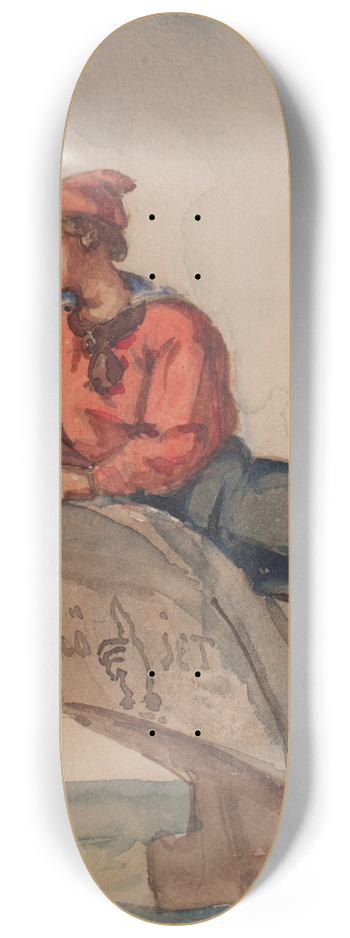 Bror Jacob Adelborg - Gosse fiskande med drag sittande i aktern p bten Njet 8.25 inch art skate deck
