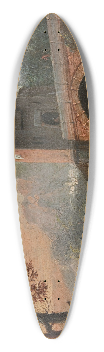 Charles-Franois Grenier De Lacroix - A fisherman and family beneath a bridge 39.3 inch art pintail longboard deck