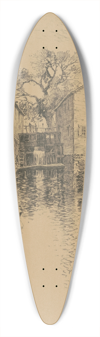 Charles Frederick William Mielatz - Old mill, Van Cortlandt Park 39.3 inch art pintail longboard deck