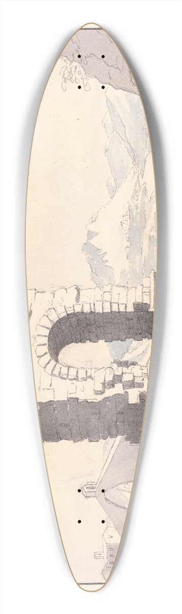 Charles Hamilton Smith - Bridge & Arch of Martorel, Catalonia 39.3 inch art pintail longboard deck