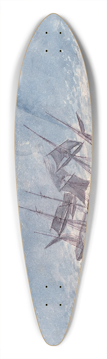 Charles Hamilton Smith - Collision Between the Erebus & Terrror to Windward of Icebergs, 13th March 1842 39.3 inch art pintail longboard deck