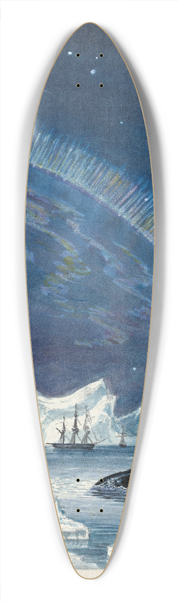 Charles Hamilton Smith - Icebergs and Aurora Borealis in the Arctic Regions 39.3 inch art pintail longboard deck