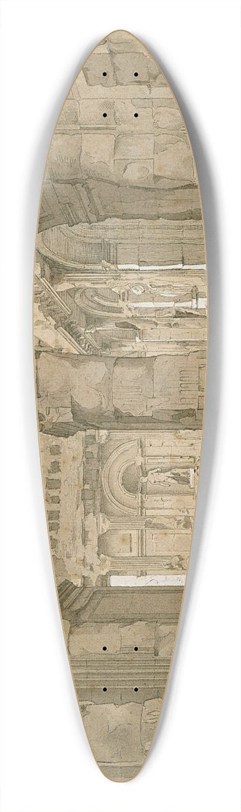 Charles-Joseph Beauverie - Ruines des Tuileries, le Portique. 39.3 inch art pintail longboard deck