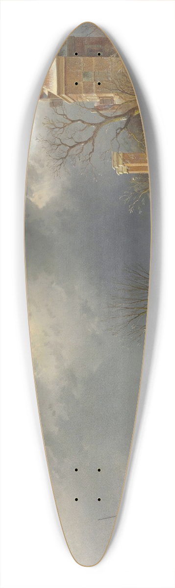Charles Leickert - A winter landscape with figures on the ice 39.3 inch art pintail longboard deck