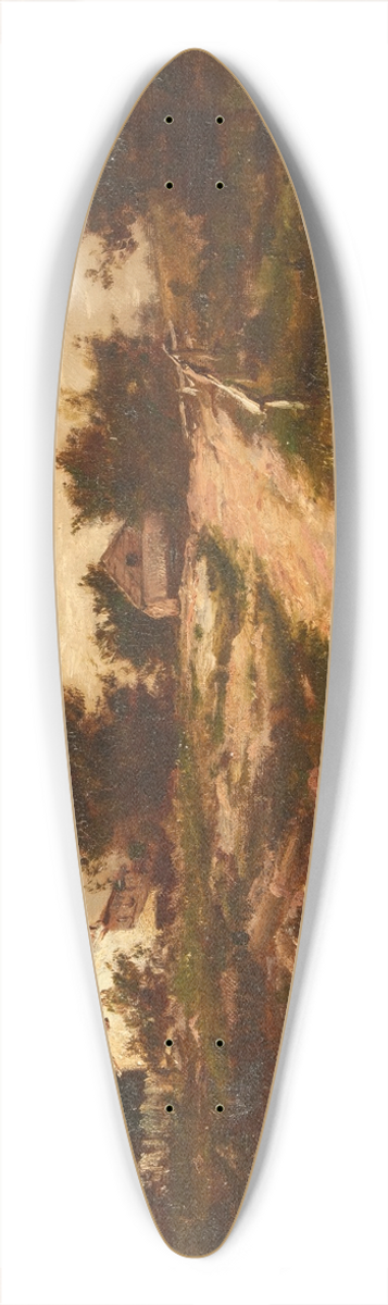 Charles Linford - Farmhouse on a Hill 39.3 inch art pintail longboard deck