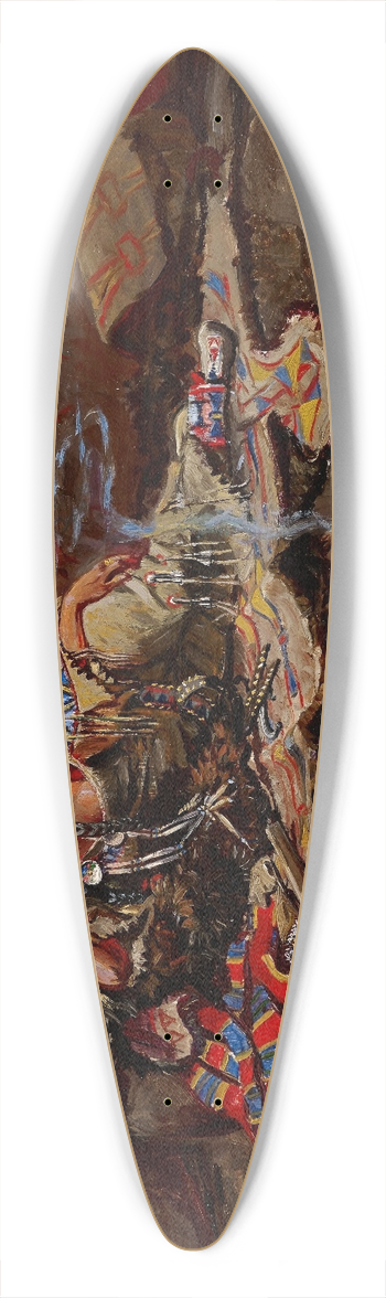 Charles Marion Russell - Waiting and Mad 39.3 inch art pintail longboard deck