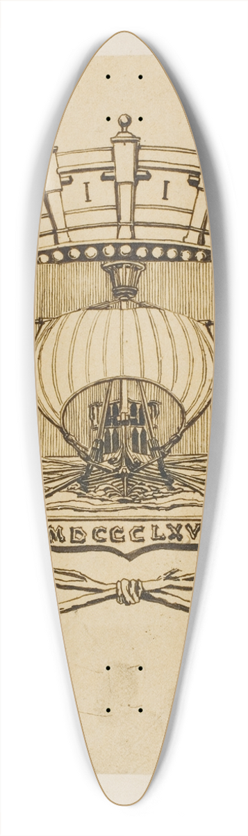 Charles Meryon - It Rocks but is Not Sunk 39.3 inch art pintail longboard deck